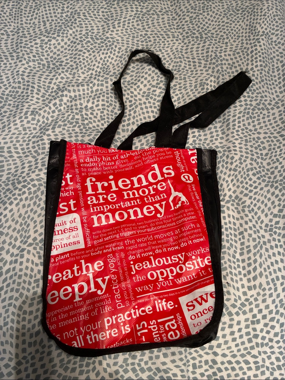 lululemon athletica Small Black and Red Tote Bag